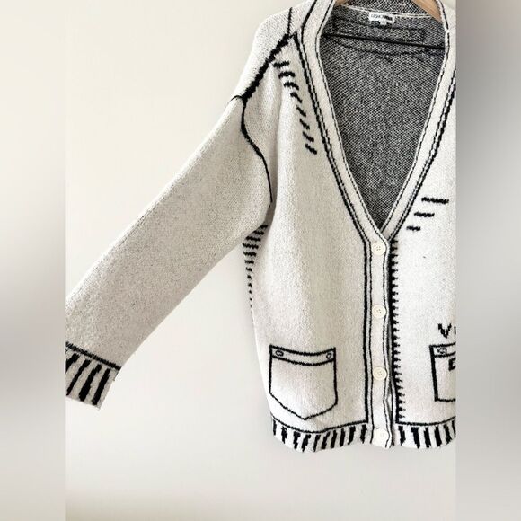 Fashion Nova Draw the Line Oversized Cardigan in Black & White - Size S - Picture 3 of 6